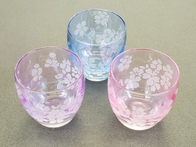「さくらブランド認定」サンドブラスト【桜ぐい呑み】3個セット※着日指定不可◇