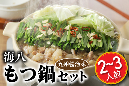 ZG332.【海八】博多九州醤油味もつ鍋セット（2?3人前）【もつ鍋・醤油味】