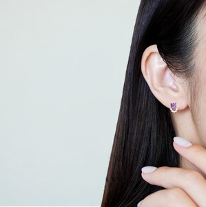 【ジュエリー】K10 イエローゴールド アメシスト ピアス 保証書付 SMK-5220 242-004-a