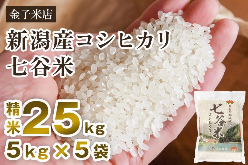 
            【令和6年産新米】老舗米穀店が厳選 新潟産 従来品種コシヒカリ「七谷米」精米25kg（5kg×5）白米 窒素ガス充填パックで鮮度長持ち 金子米店
          