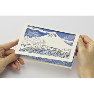 富士山と三保松原を贈る ヒノキのマグネット＆切り絵レターセット（5点入り）□