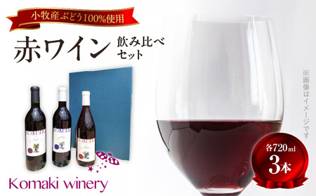 小牧ワイナリ―　赤ワイン３本飲み比べセット（小牧産ぶどう100％使用）[026A09]