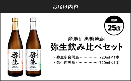 産地別黒糖焼酎 選べる 弥生飲み比べ セット 720ml 2本入り（ 弥生多良間島 25度 ＆ 弥生西表島 25度 ） A185-033-06 黒糖焼酎 焼酎 酒 お酒 アルコール 黒糖 本格焼酎 弥