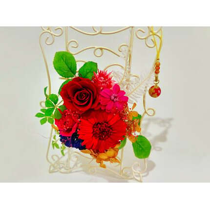 プリザーブドフラワー ラビアンローズ【フラワースポットベルローズ】インテリア 飾り 贈り物 ギフト お花 花 アレンジメント 薔薇 バラ ガーベラ ジニア レッド ピンク ブルー 上品 華やか クリス