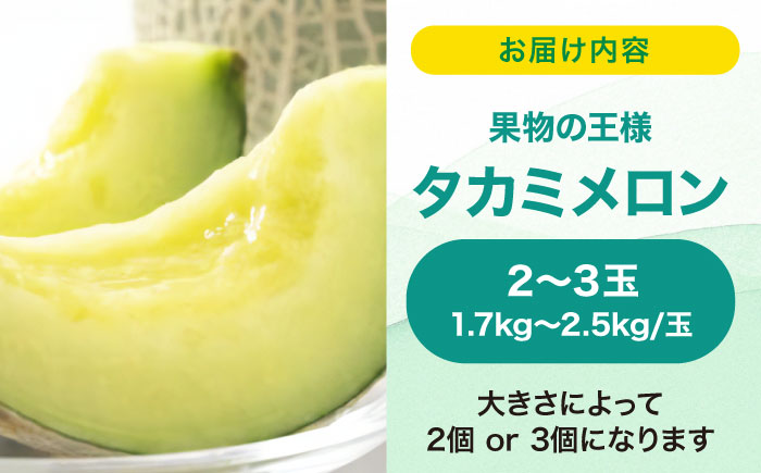 【先行予約】【2026年6月中旬から順次発送】　メロン タカミ 2から3玉 愛媛県大洲市/梶原農園 メロン [AGCX004]