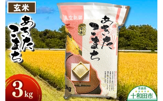 玄米 一等米 青森県産あきたこまち玄米（真空パック）3kg 令和7年産 [3kg袋 玄米 お米 鮮度]