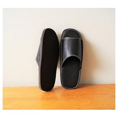 ふるさと納税 碧南市 靴職人手作りの本革「スリッパ」　ブラック　Lサイズ　H066-052 |  | 01