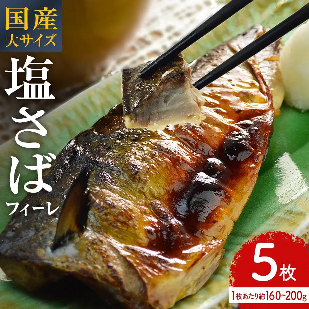 国産 塩さば フィーレ 約160～200g 5枚 サバフィレ 鯖 サバ さば フィレ 切り身 塩サバ 特大 バラ凍結 冷凍 魚 魚介