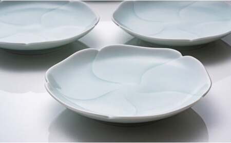 有田焼 青白磁花小皿 5枚組【中仙窯】中尾純 伝統工芸 作家 青白磁 うつわ 器 皿 小皿 5枚 セット A95-57