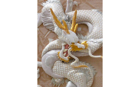 No.202 【雲龍風虎堂】押絵『白龍』（大）