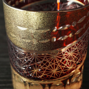 砂金切子グラス（漆技）　レッド