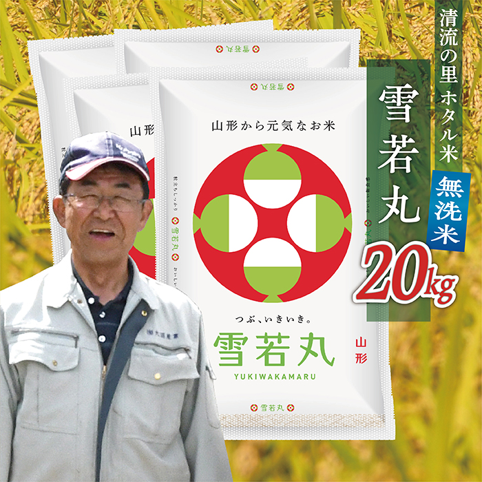 令和8年産 【無洗米】最上町産 ホタル米雪若丸20kg(5kg×4袋)