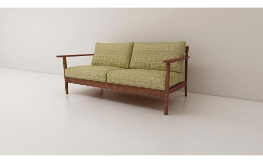 【開梱設置】高野木工 CEBU セブ ソファ 2.5人掛け ウォルナット 生地：CHART3 アトモスグリーン【10年保証】