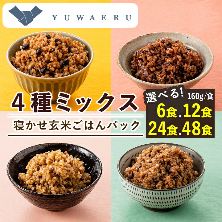 【ふるさと納税】寝かせ玄米ごはんパック160g 4種ミックス　6食/12食/24食/48食_ 玄米 ごはん ご飯 パックごはん 寝かせ玄米 セット 雑穀 人気 おすすめ 送料無料 贈答 便利 簡単調理 レンチン 【配送不可地域：離島・沖縄県】【G1587838】