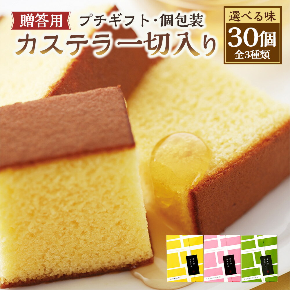 【ふるさと納税】【20営業日以内発送】【選べる味】プチギフト 個包装 カステラ一切れ入り（38g）×30個入 ギフト用 贈答用 合計1140g お祝い お返し お土産 プレゼント 苺 抹茶 プレーン はちみつ カステラ スイーツ 長崎カステラ 長崎県 送料無料