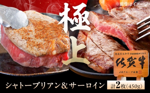 佐賀牛 シャトーブリアン・サーロインステーキセット 計450g [UEM062]