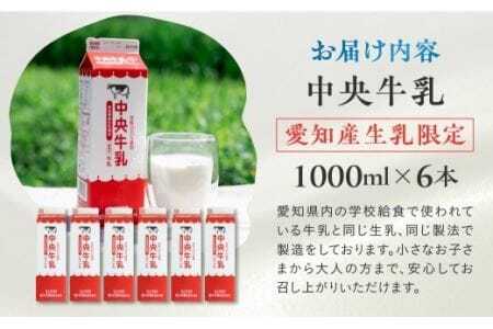 牛乳 1L×6本 牛乳 中央製乳