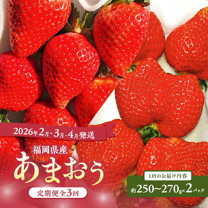 【ふるさと納税】あまおう 定期便 3回 【定期便】あまおう2パック×3回（2月、3月、4月発送） イチゴ 苺 いちご 果物 福岡県産 ※配送不可:北海道・沖縄・離島　お届け：2026年2月下旬～2026年4月30日