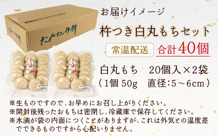 【先行予約】「杵つき白丸もちセット40個」(50g × 40個） 大野産たんちょうもち米使用 
