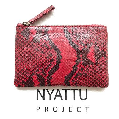ふるさと納税 清須市 NYATTU PROJECT　天然パイソン革(ヘビ革)フラグメントケース(ポーチ)レッドダイヤ