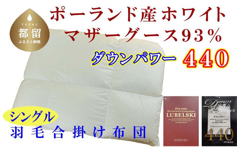 
                  【合掛け布団】ポーランド産マザーグース93％ 羽毛合掛け布団（シングル：150cm×210cm）（ダウンパワー440）futon FUTON CK383
                