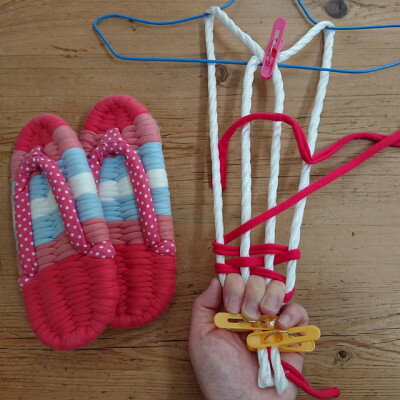 【ふるさと納税】おうちで簡単!布ぞうり　手作りキット　(テキスト付)ピンクL:25～27cm【1544888】