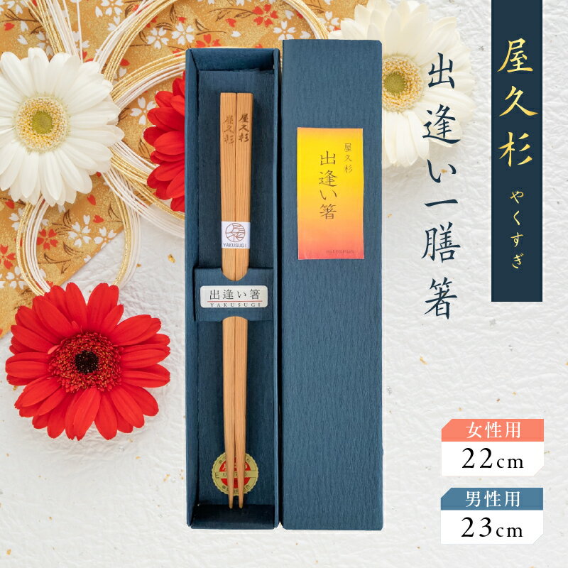 出逢い一膳箸 一組 一膳 屋久杉 【 長さが選べる 】 女性用 22cm 男性用 23cm 世界遺産 食器 おしゃれ 国産 日本製 木の香り 木の温もり セレクト ギフト プレゼント おすすめ お箸 箸 長寿箸 幸せの箸 鹿児島市 送料無料