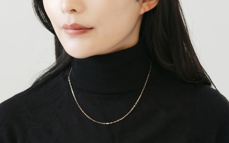 18金イエローゴールド 長小豆チェーンネックレス 43cm 優美な贅沢 大人ジュエリー / SN1001-K18