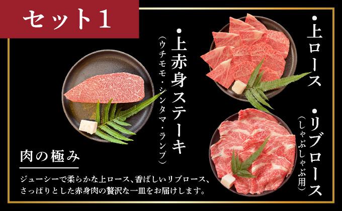 【2025年11月以降順次発送】【3回定期便】希少な特選石垣牛をご家庭で！！全3回合計1.1kg　上ロース、上赤身（ウチモモ、シンタマ、ランプ）ステーキ用各400gずつ、リブロースしゃぶしゃぶ用300