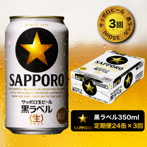 T0020-1603　【定期便 3回】黒ラベルビール 350ml×1箱(24缶)