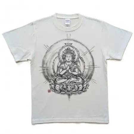 手描きTシャツ 仏画 大日如来 金剛界 白 (半袖 Mサイズ)【1659665】