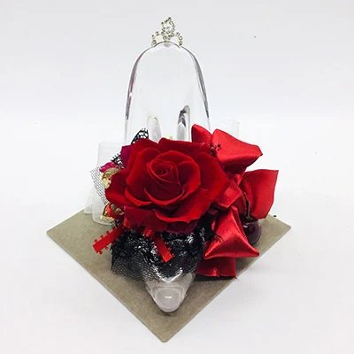 プリザーブドフラワー fleur misakiのガラスの靴シリーズ 「白雪姫」 ／ お祝い インテリア 雑貨 花 アレンジ プレゼント ギフト 奈良県 田原本町