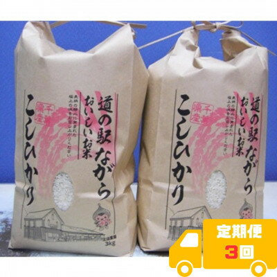 【ふるさと納税】【毎月定期便】ながらのコシヒカリ　3kg×2袋(精米)全3回【4073174】