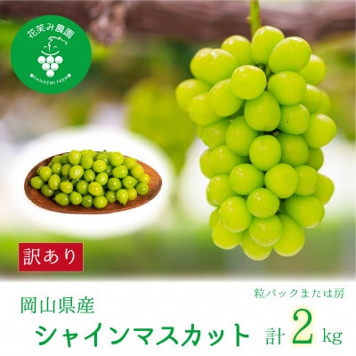 【2026年先行受付】岡山　花笑み農園の『訳ありシャインマスカット』2kg　WS-2【配送不可地域：離島・北海道・沖縄県】【1593500】