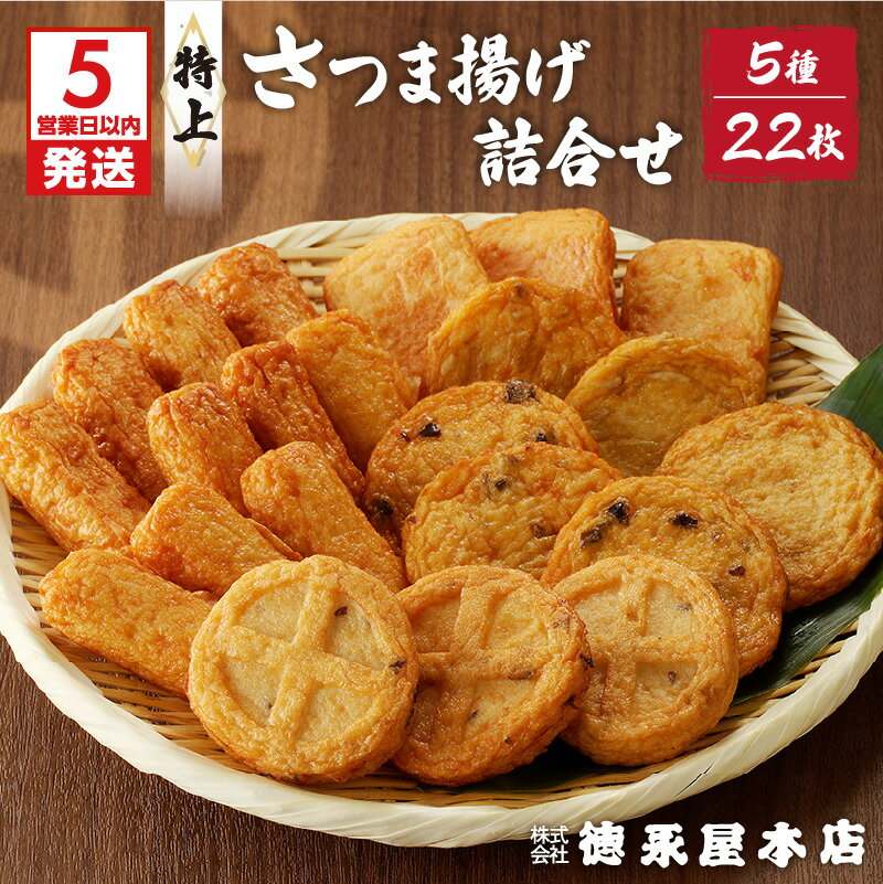 【ふるさと納税】【5営業日以内に発送】 さつま揚げ 特上 詰合せ セット 5種類 22個 (B23) 徳永屋本店 送料無料 鹿児島市 九州 お取り寄せ 特産品 おすすめ 人気 お土産 Eマーク 認定 本場 天ぷら 練り物 野菜 魚 すり身 惣菜 特産 伝統 郷土料理 地元 加工品 食品 冷蔵