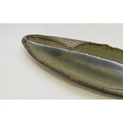 銀彩オーバル皿 2枚セット 和食器 長皿 平皿 陶芸品《受注制作》作品 インテリア オブジェ 皿 楕円皿 長皿 和食器 おすすめ おしゃれ スタイリッシュ モダン プレート 陶芸 手作り 陶器 陶芸作