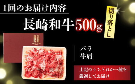 【全6回定期便】【A4～A5】長崎和牛切り落とし　500g【株式会社 MEAT PLUS】[DBS051]