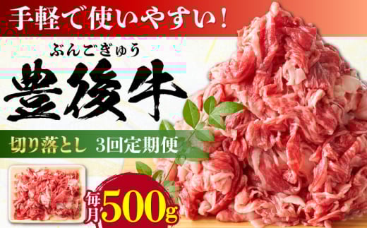 【全3回定期便】【使いやすい！】 おおいた豊後牛 牛肉 切り落とし 500g 日田市 / 株式会社MEAT PLUS 牛肉 おおいた豊後牛 おおいた 豊後牛 黒毛和牛 赤身 薄切り 切り落とし 和牛 [AREI041]