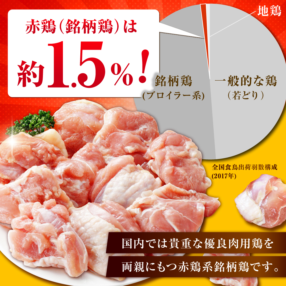 【1.5kg×4回定期便】赤鶏「みつせ鶏」もも切身（バラ凍結）1.5kg（300gｘ5袋）吉野ヶ里町/ヨコオフーズ [FAE197]