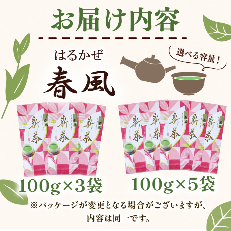 2026年度産 新茶  春風100g×3袋 お茶 静岡 新茶 静岡 県 牧之原市 相良物産 春風100g×3袋