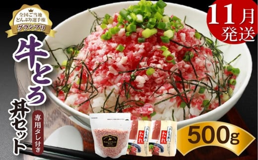 【11月発送】発送月が選べる！受賞歴多数！人気の牛とろ丼セット 500g 専用タレ付き_S006-0022