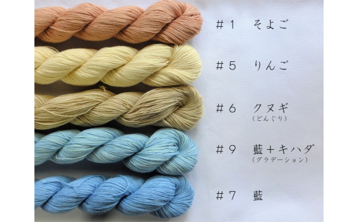 
018‐草木染刺し子糸（20ｇ×５色）　no.1
