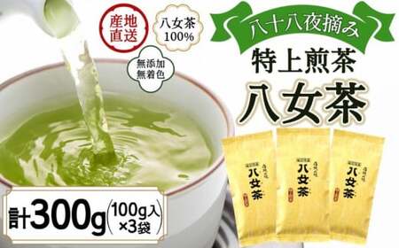 八女茶100％ まろやかなコクとさわやかな後味「特上煎茶」100g×3袋＜岩崎園製茶＞　075-004