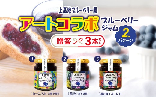 アートコラボブルーベリージャム  贈答３本セット│信州 贈答用 ブルーベリー ジャム 新鮮 加工品 甘い 美味しい 特別 松本 ふるさと納税 上高地