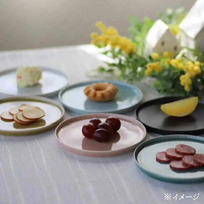 【波佐見焼】十草彫り 14.5cm 丸プレート ターコイズブルー 4枚セット【永泉】[MC95]