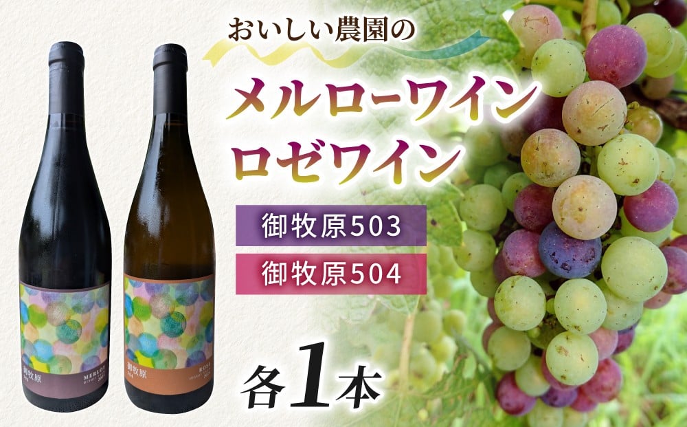 
            【おいしい農園】メルローワイン「御牧原503」ロゼワイン「御牧原504」セット
          