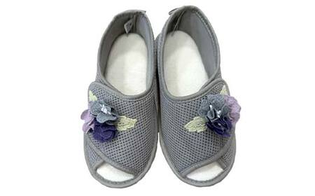 室内シューズ グレー (前開き) Lサイズ 入院用 介護用 靴 母の日 ギフト くつ ルームシューズ 雑貨 F4F-8151