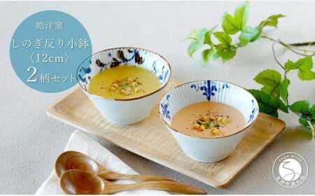 有田焼 スタイリッシュ しのぎ 12cm 反り小鉢 2個 セット【皓洋窯】食器 手描き ペア うつわ スープ サラダ | 20000円 2万円 | dl028