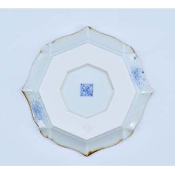 有田焼 牡丹唐草 輪花銘々皿 【まるぶん】 食器 染付 器 皿 取皿 2万5千円 25000円 A25-628_イメージ3