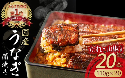 うなぎ蒲焼き20尾セット Esu-118 国産 うなぎ 鰻 名店 タレ付き 山椒付き  鰻蒲焼  小分け  四万十鰻  個包装 冷凍